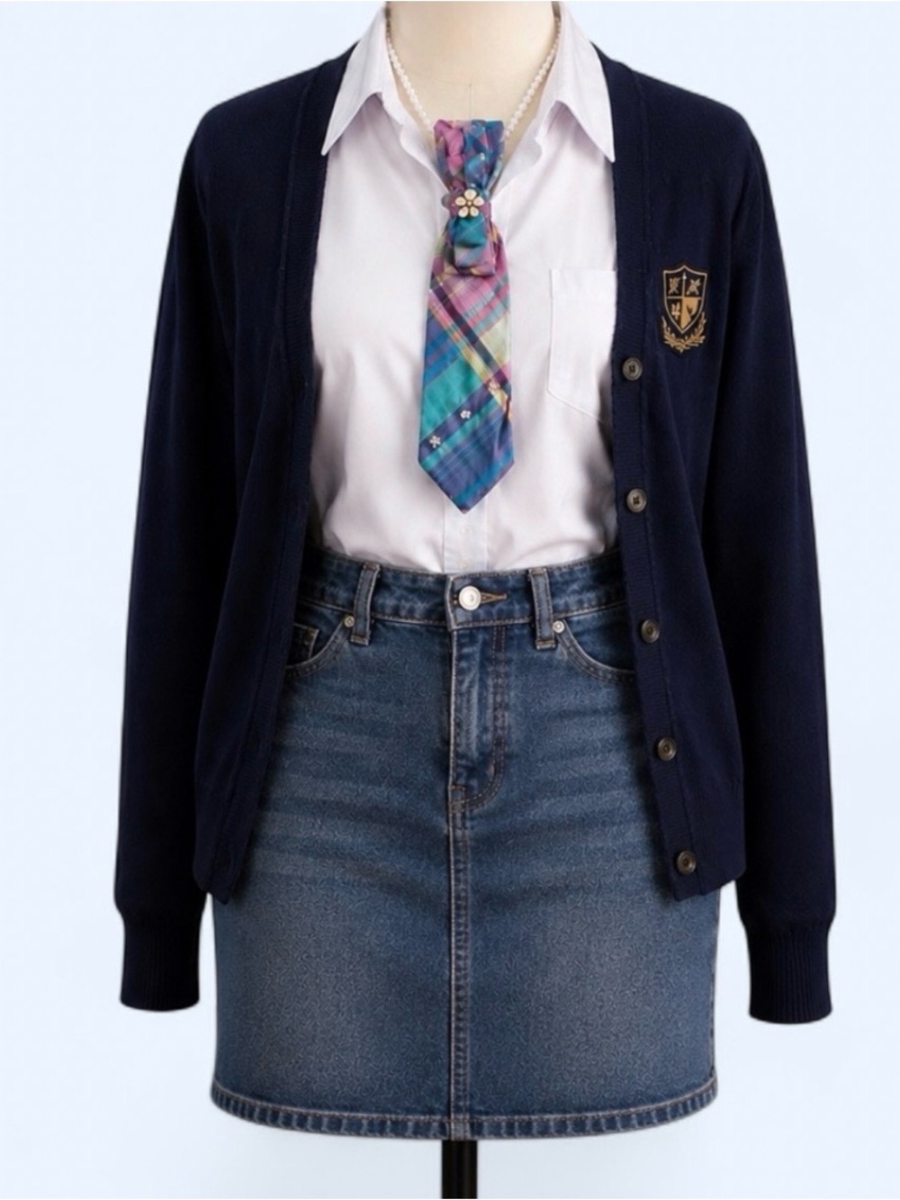 Vintage Lands’ End Necktie Necklace Daisy Theme Prep School Vibes